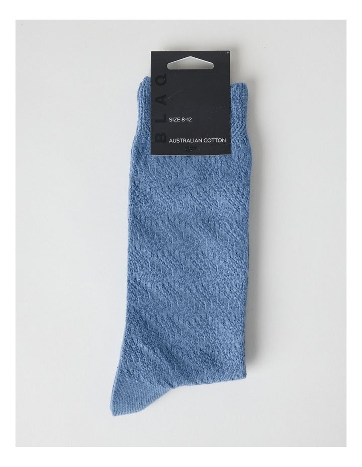Australian Cotton Textured Socks in Dusk Blue