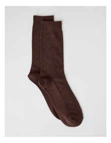 Australian Cotton Textured Socks in Walnut