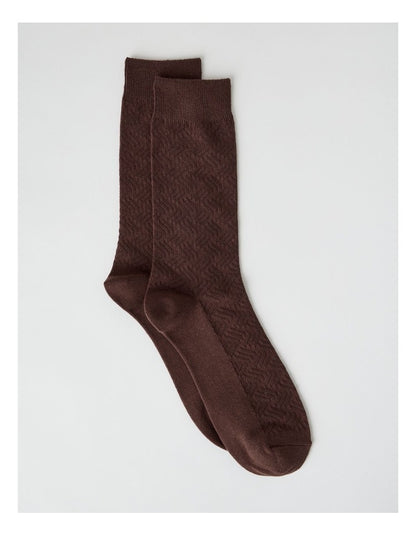 Australian Cotton Textured Socks in Walnut