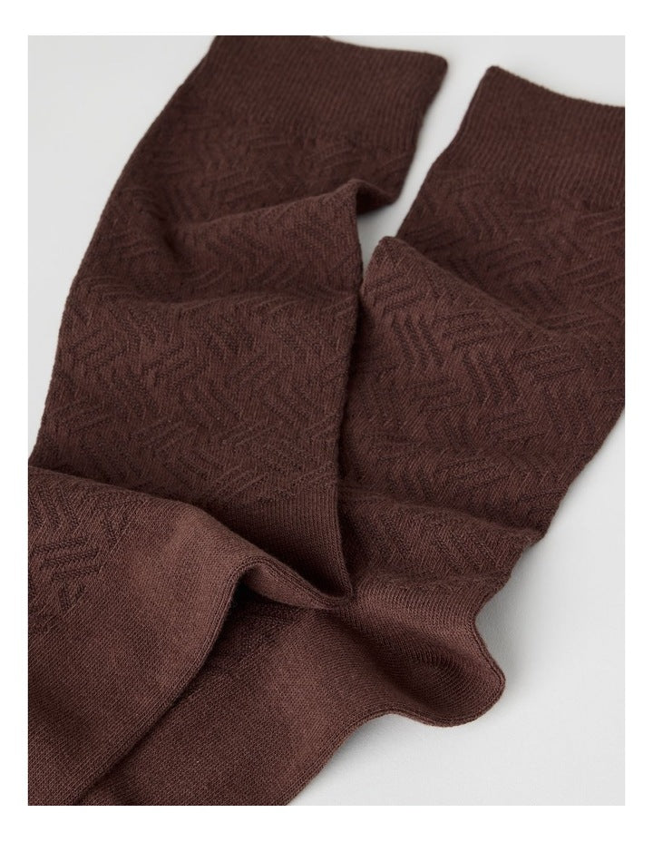 Australian Cotton Textured Socks in Walnut