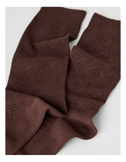 Australian Cotton Textured Socks in Walnut
