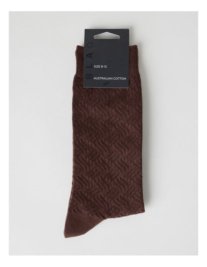 Australian Cotton Textured Socks in Walnut