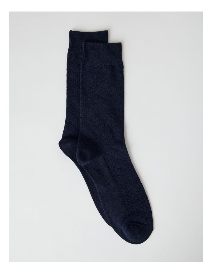 Australian Cotton Textured Socks in Navy