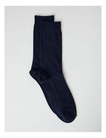 Australian Cotton Textured Socks in Navy