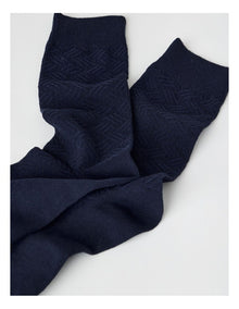 Australian Cotton Textured Socks in Navy