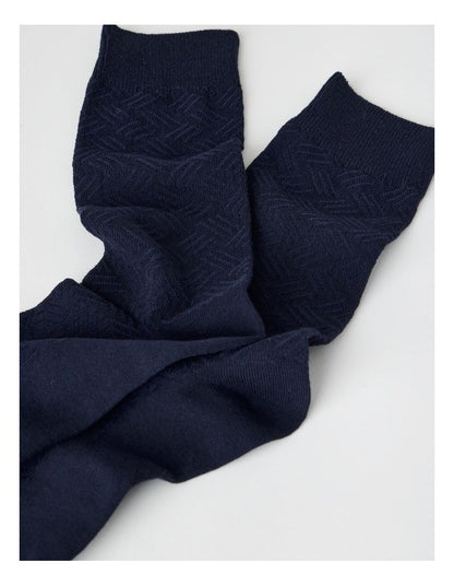 Australian Cotton Textured Socks in Navy