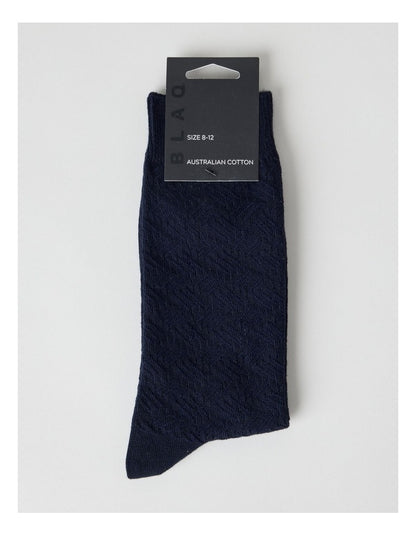 Australian Cotton Textured Socks in Navy