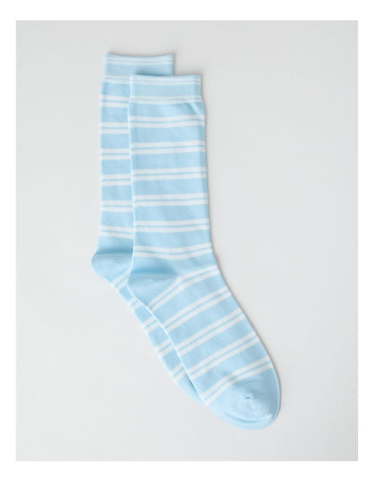 Australian Cotton Stripe Socks in Winter Sky