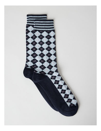 Australian Cotton Argyle Socks in Dark Night