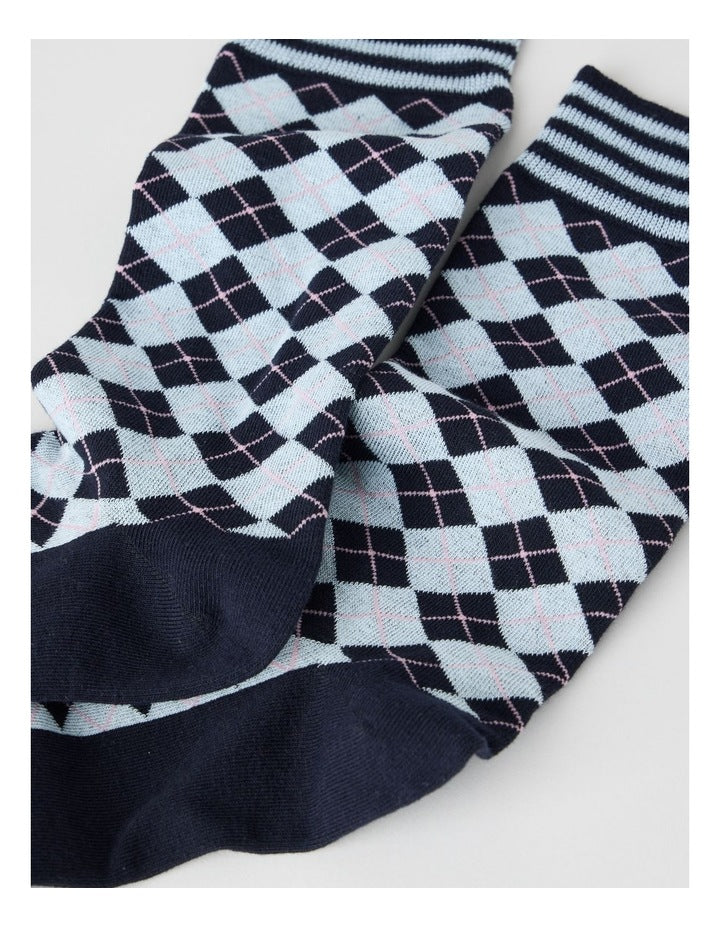 Australian Cotton Argyle Socks in Dark Night