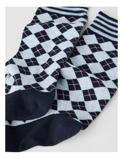 Australian Cotton Argyle Socks in Dark Night