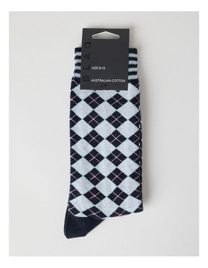 Australian Cotton Argyle Socks in Dark Night