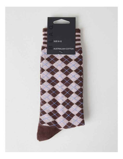 Australian Cotton Argyle Socks in Walnut