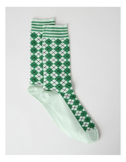 Australian Cotton Argyle Socks in Warm Mint