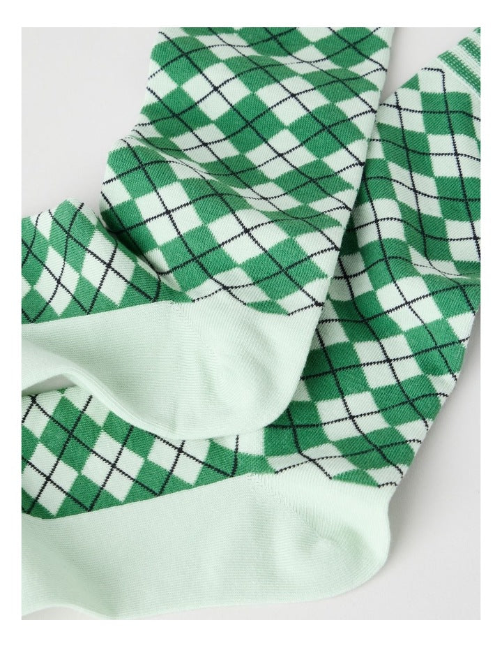 Australian Cotton Argyle Socks in Warm Mint