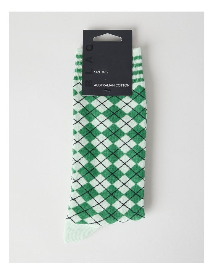 Australian Cotton Argyle Socks in Warm Mint