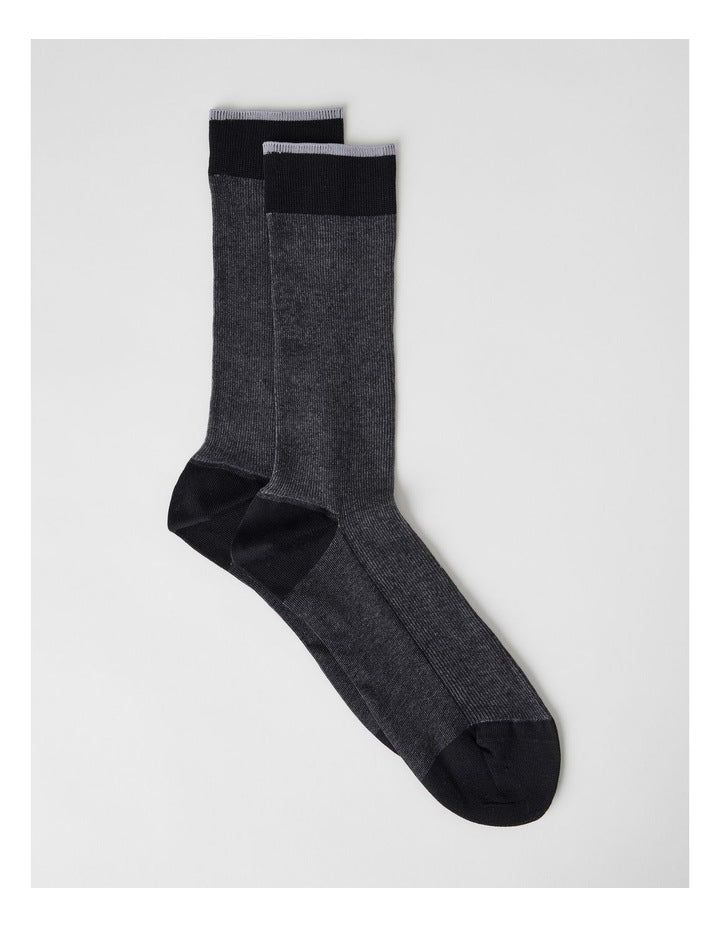 Australian Cotton Vertical Stripe Socks in Black