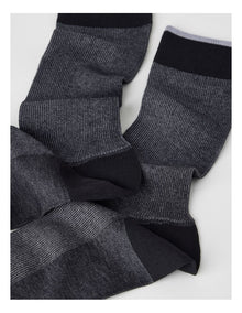 Australian Cotton Vertical Stripe Socks in Black