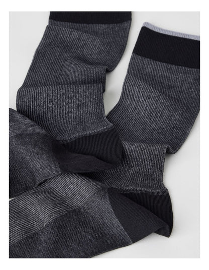 Australian Cotton Vertical Stripe Socks in Black