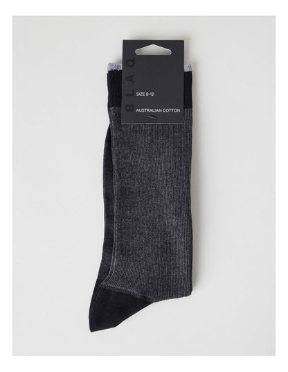Australian Cotton Vertical Stripe Socks in Black