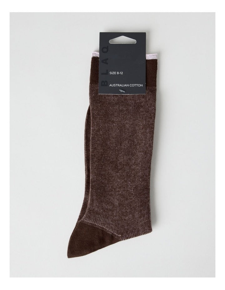 Australian Cotton Vertical Stripe Socks in Walnut