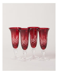 Heirloom Christmas Elouise Champagne Set of 4 140ml in Red