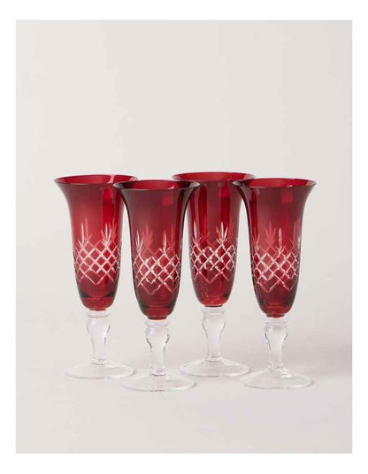 Heirloom Christmas Elouise Champagne Set of 4 140ml in Red