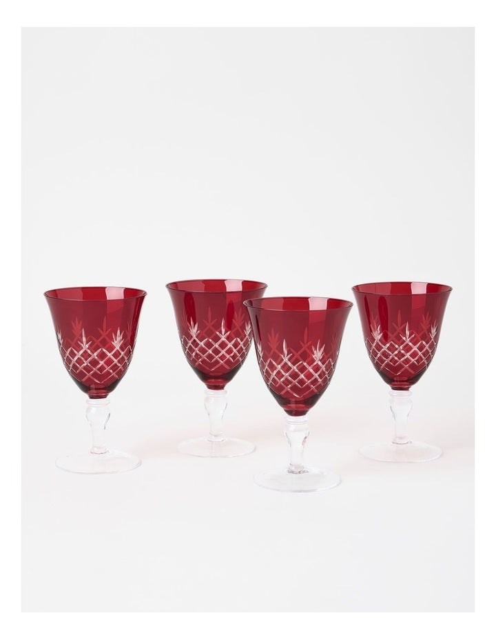 Heirloom Christmas Elouise Wine Glass Set of 4 270ml in Red