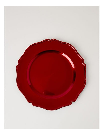 Heirloom Scalloped Charger Plate Set of 4 Red