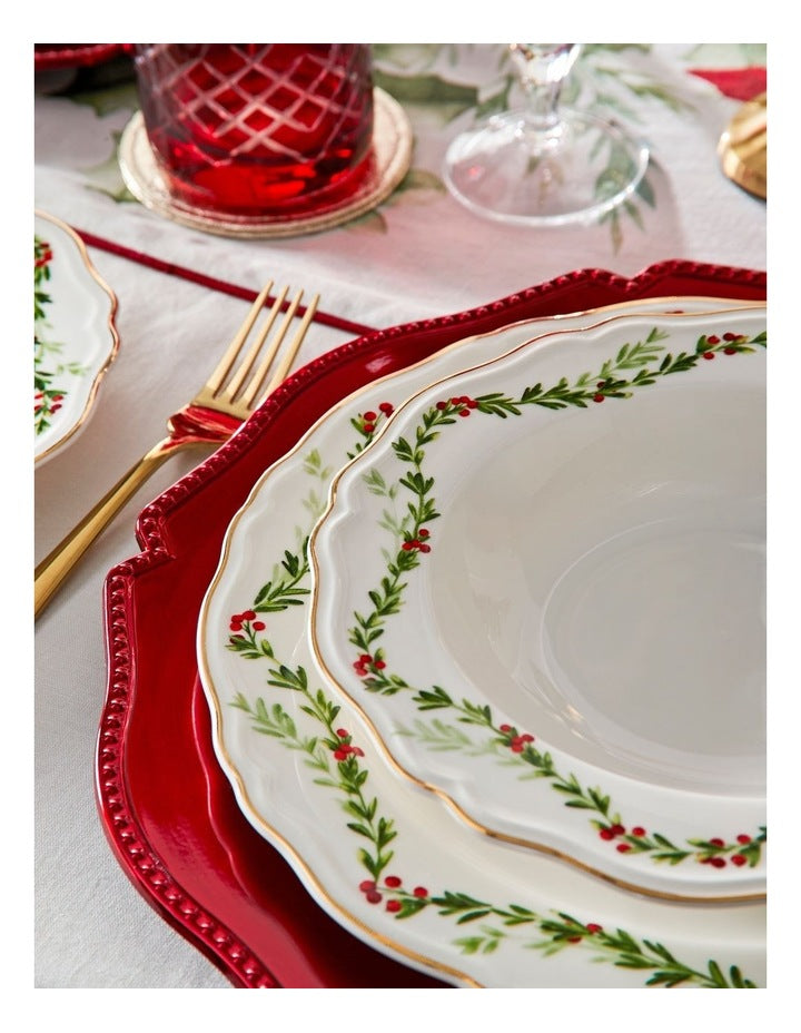 Heirloom Scalloped Charger Plate Set of 4 Red
