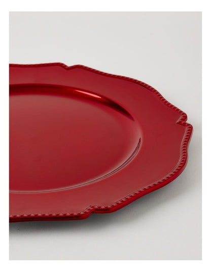 Heirloom Scalloped Charger Plate Set of 4 Red