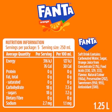 Fanta Orange Soft Drink Bottle 1.25L