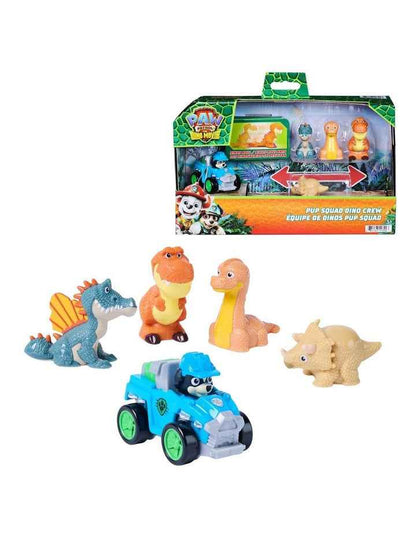 PAW Patrol: The Dino Movie, Pup Squad Dino Crew with Rex Pup Squad Racer and 4 Rollable Dinosaur Toy Figures, Toys for Ages 3+