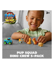 PAW Patrol: The Dino Movie, Pup Squad Dino Crew with Rex Pup Squad Racer and 4 Rollable Dinosaur Toy Figures, Toys for Ages 3+