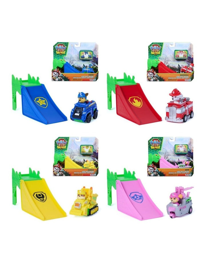 The Dino Movie Jump Shift Racers with Transforming Flip Action Vehicle, Preschool Toys for Girls & Boys Ages 3+