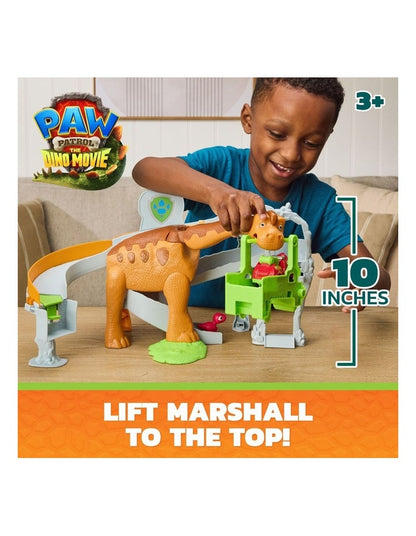 The Dino Movie, Lift & Race Dino Playset with 10-inch Brachiosaurus, Marshall and Rhubarb Action Figure