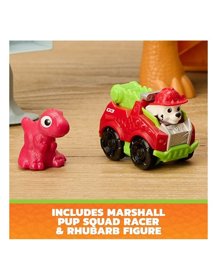 The Dino Movie, Lift & Race Dino Playset with 10-inch Brachiosaurus, Marshall and Rhubarb Action Figure