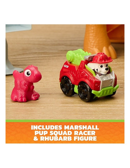 The Dino Movie, Lift & Race Dino Playset with 10-inch Brachiosaurus, Marshall and Rhubarb Action Figure