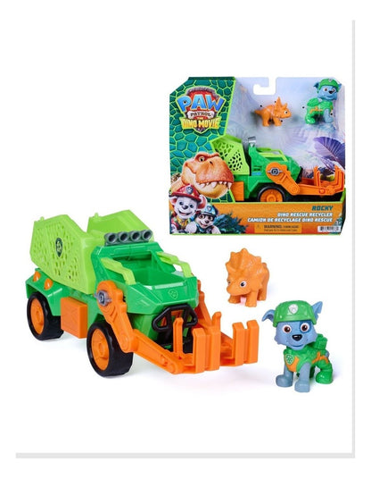 The Dino Movie, Rocky Dino Rescue Recycler with Secret Compartment and Working Claw, 2 Action Figures & Vehicle