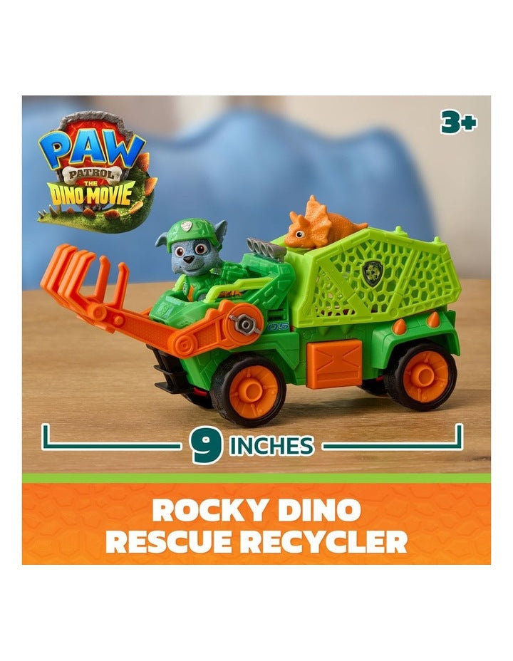 The Dino Movie, Rocky Dino Rescue Recycler with Secret Compartment and Working Claw, 2 Action Figures & Vehicle