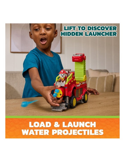 The Dino Movie, Dino Rescue Responder, Over 10-Inch Long Firetruck Toy Car with Marshall Figure & 3 Projectiles