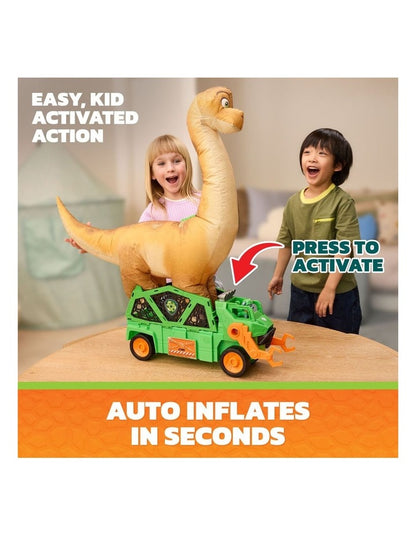 The Dino Movie, Megasaurus Dino Vehicle with 2.5 Ft Inflatable Dinosaur Toy and Rocky Action Figure