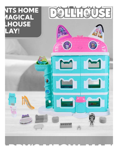 DreamWorks Gabby's Dollhouse Gabby's Meow-mazing Dollhouse,  2 Feet Tall with 15 Pieces - Featuring Lenticular Eyes and Figures