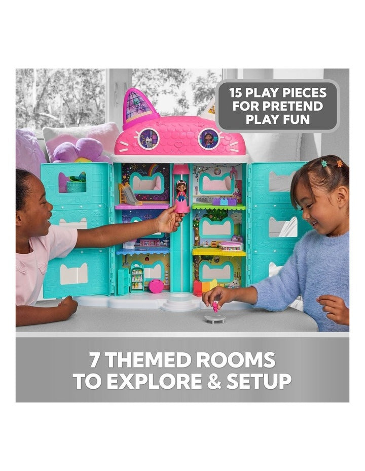 DreamWorks Gabby's Dollhouse Gabby's Meow-mazing Dollhouse,  2 Feet Tall with 15 Pieces - Featuring Lenticular Eyes and Figures