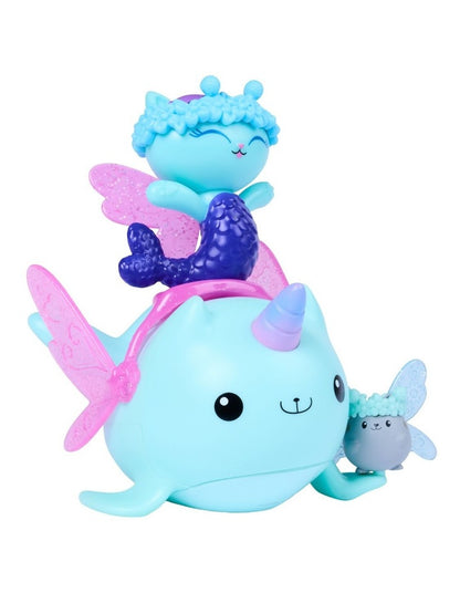 DreamWorks Gabby's Dollhouse Fairylandia MerCat & Kitty Narwhal Fairyflight Adventure Pack, 3 Figures with Wings and Crowns