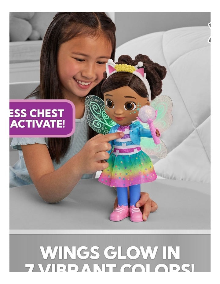 DreamWorks Gabby's Dollhouse Fairylandia Dandelion Magic Gabby Doll with Light-Up Wings, 13-Inch Doll with 20+ Sounds and Songs