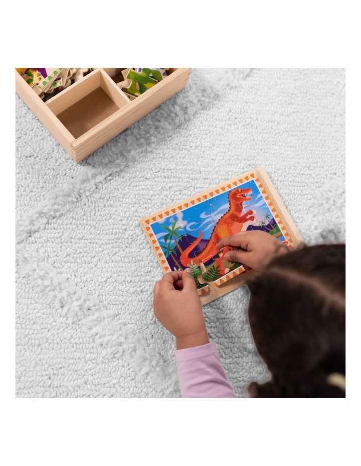 Melissa & Doug Dinosaurs 4-in-1 Wooden Jigsaw Puzzles in a Storage Box (48 pcs)