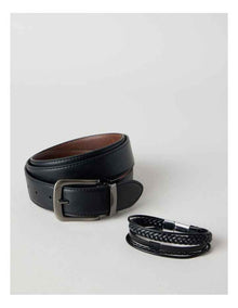 REVERSIBLE BELT & BRACELETTE GIFT SET BLACK