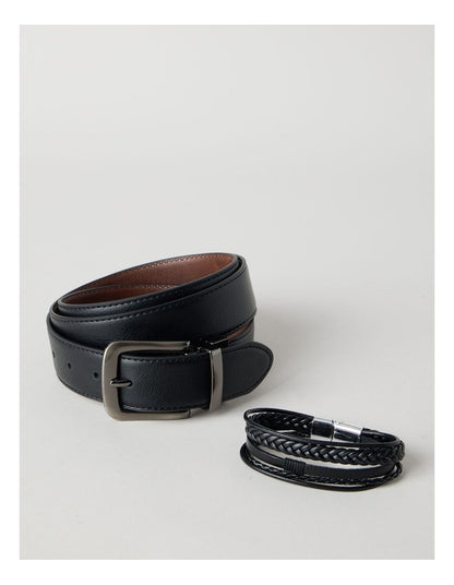 REVERSIBLE BELT & BRACELETTE GIFT SET BLACK