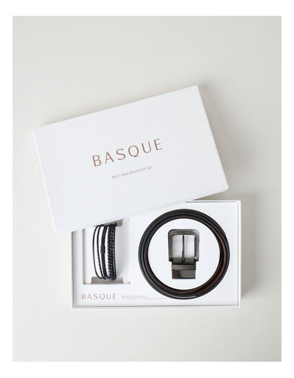 REVERSIBLE BELT & BRACELETTE GIFT SET BLACK